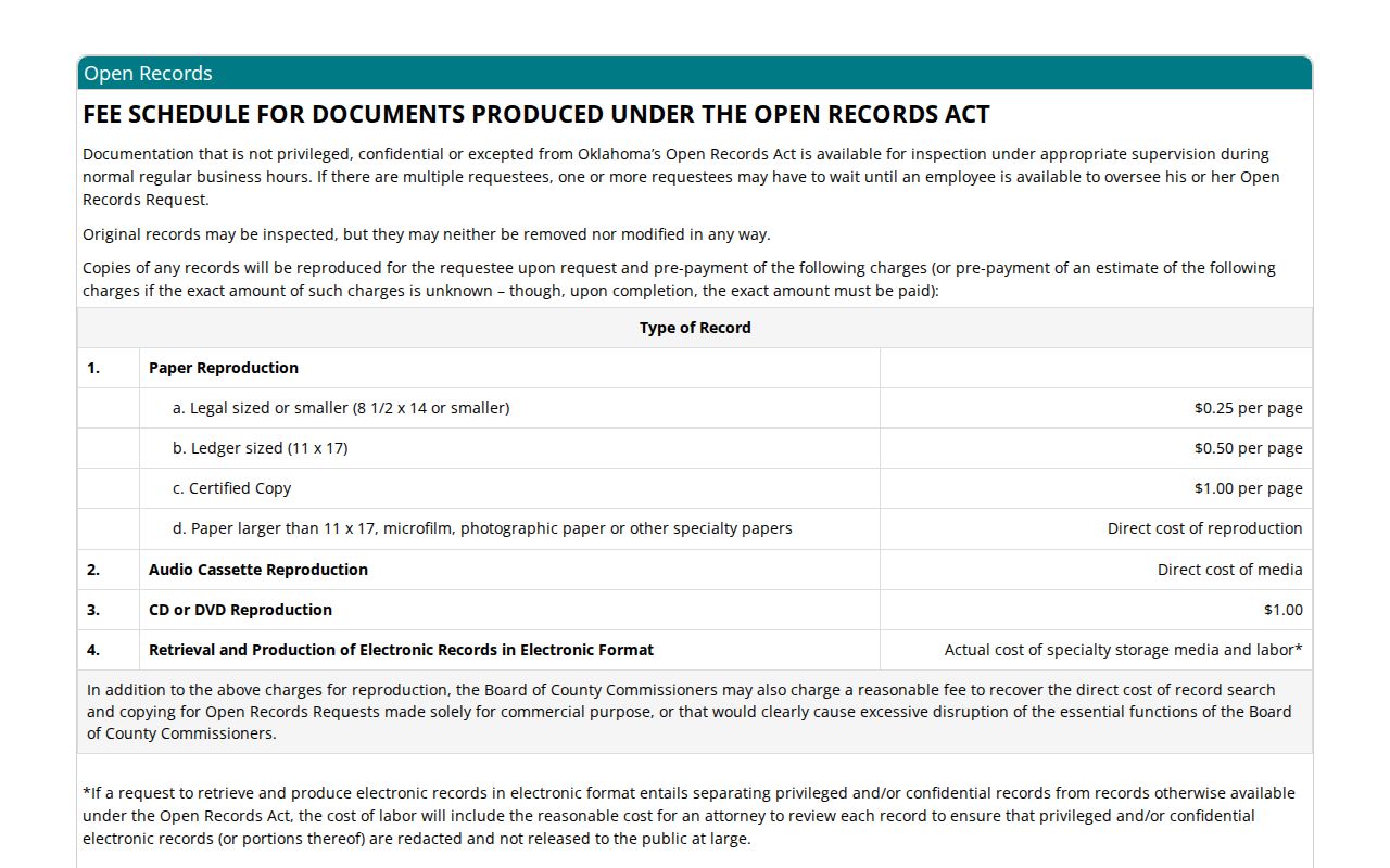 Tulsa residents directory County open records request form