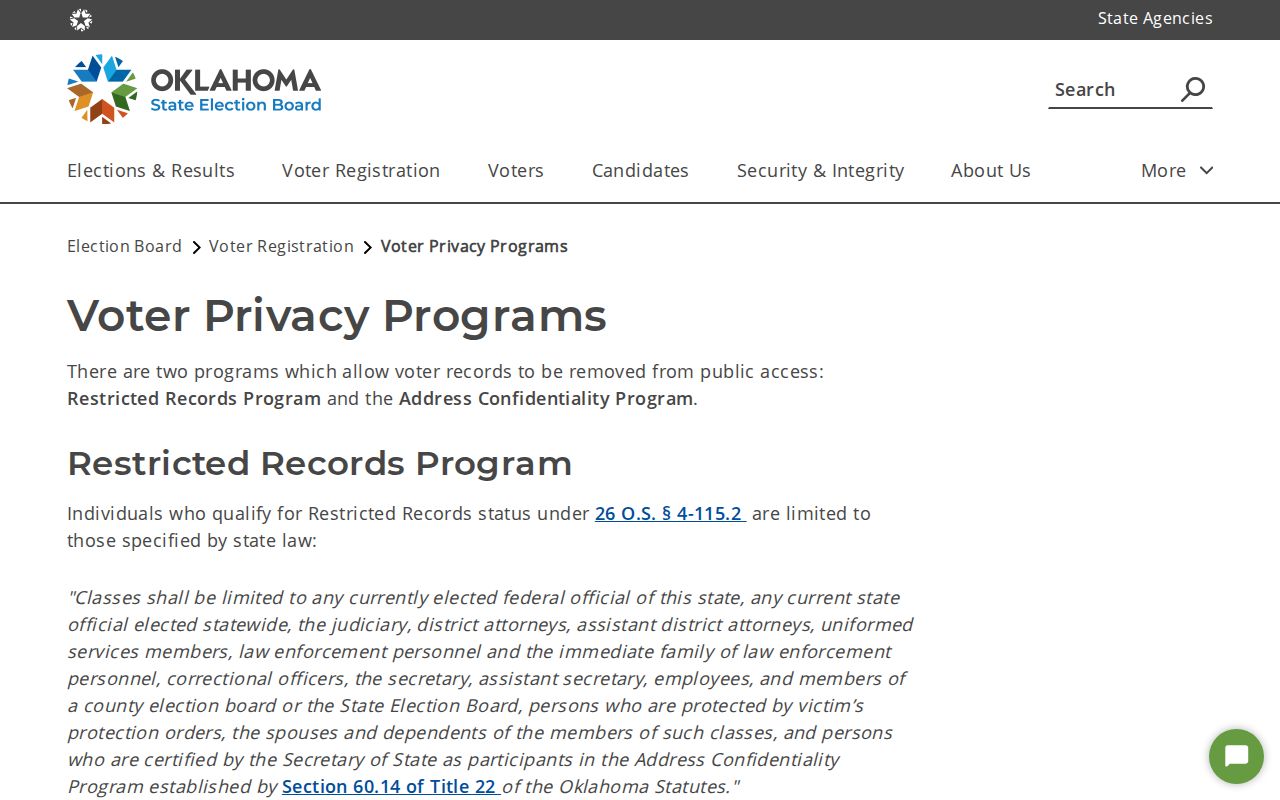 Tulsa neighbors source showing Oklahoma voter privacy programs