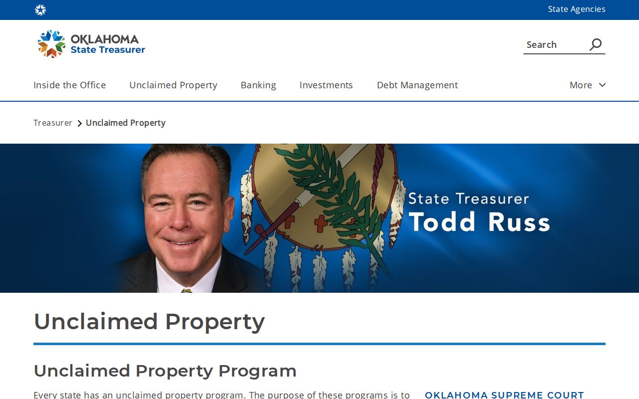 Tulsa resident lookup source showing Oklahoma unclaimed-property search